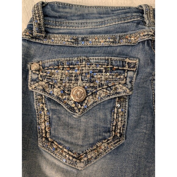 Grace in LA Western Bootcut Jeans Women 25 Embroidered Studded Cowgirl Denim - Picture 12 of 16
